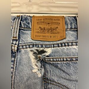 Levis 550 Relaxed Fit Jeans Mens 34x32 Blue Denim Distressed Destroyed